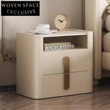 Elegant White Wooden Nightstand Bedside Table with 2 Drawers for Bedroom