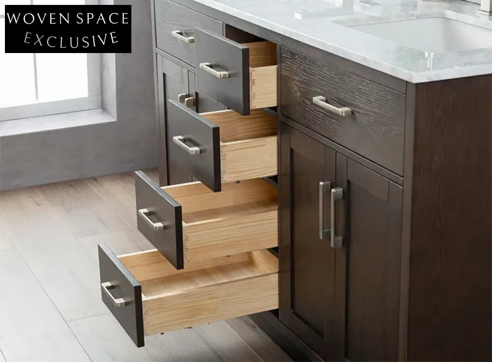 Elegant Wood Bathroom Vanity Cabinet with Integrated Storage and Drawers