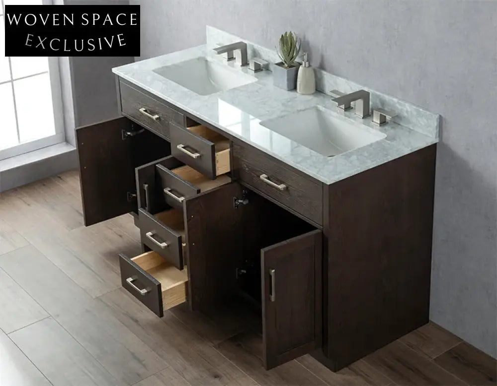 Elegant Wood Bathroom Vanity Cabinet with Integrated Storage and Drawers