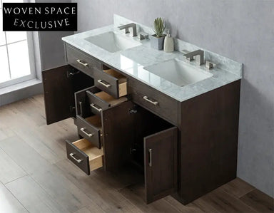 Elegant Wood Bathroom Vanity Cabinet with Integrated Storage and Drawers