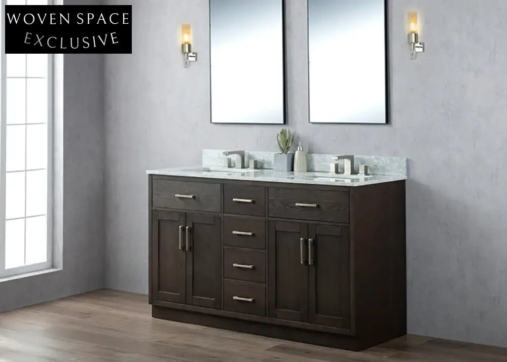 Elegant Wood Bathroom Vanity Cabinet with Integrated Storage and Drawers