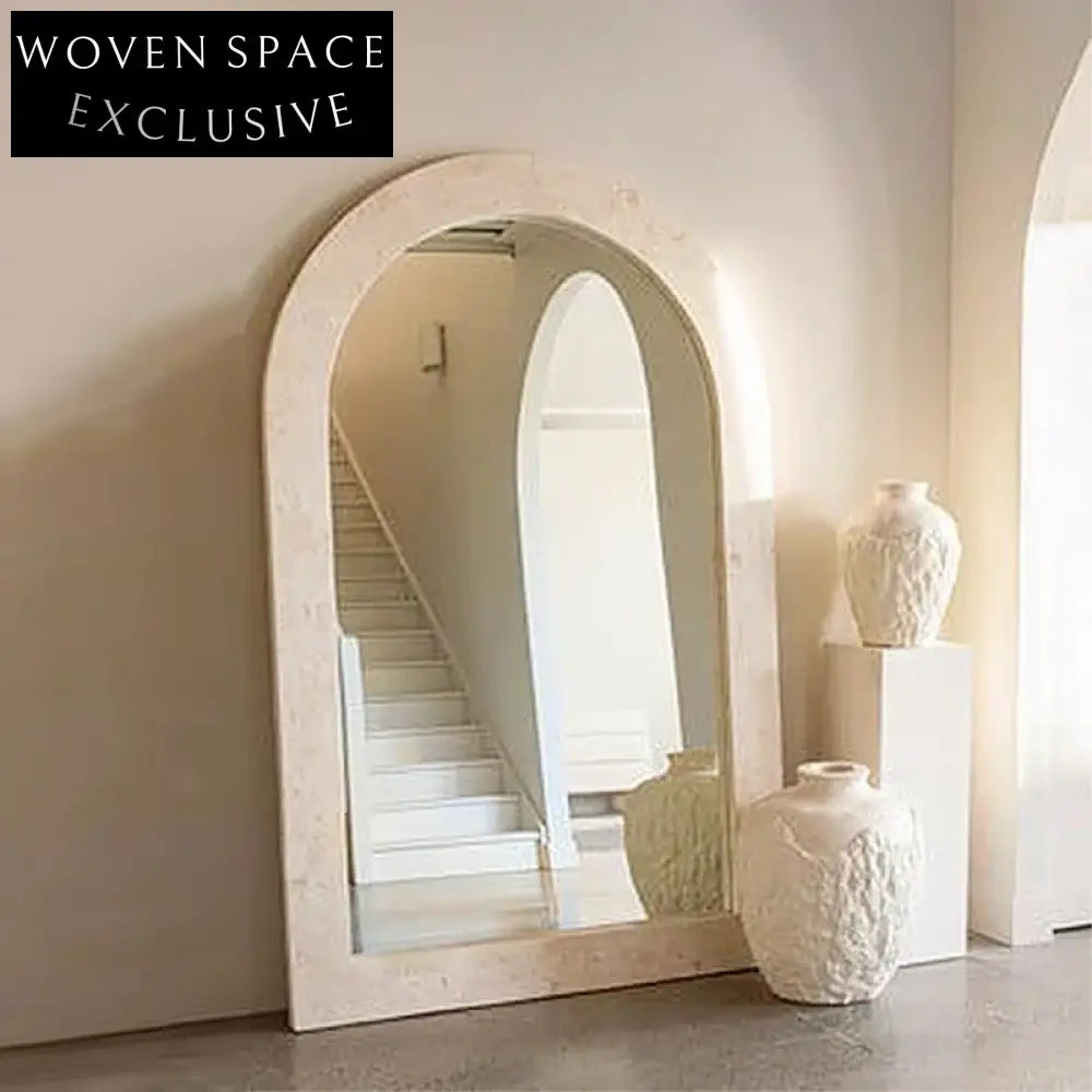 Elegant Wood Frame Full-Length Floor Dressing Mirror for Home Decor Living Room