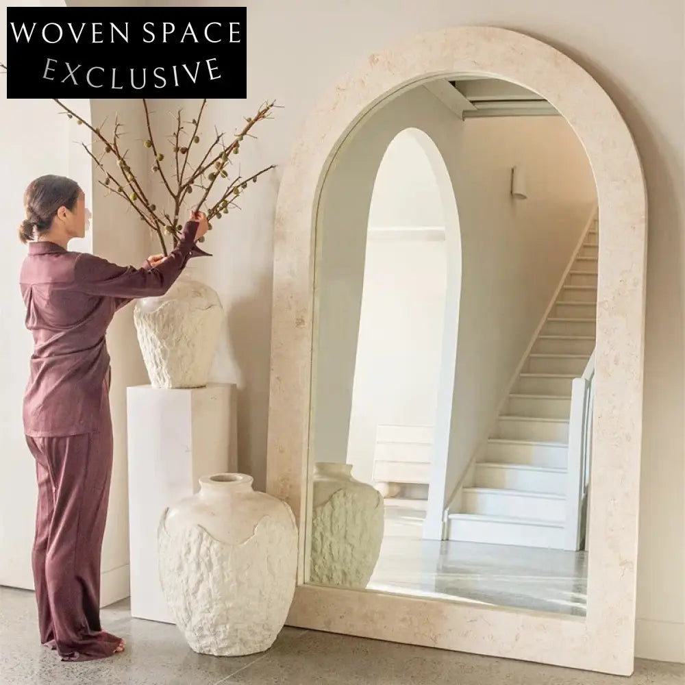 Elegant Wood Frame Full-Length Floor Dressing Mirror for Home Decor Living Room