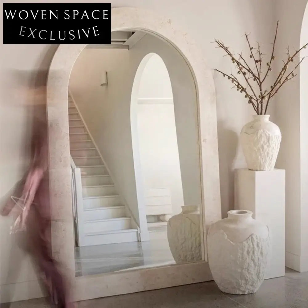 Elegant Wood Frame Full-Length Floor Dressing Mirror for Home Decor Living Room