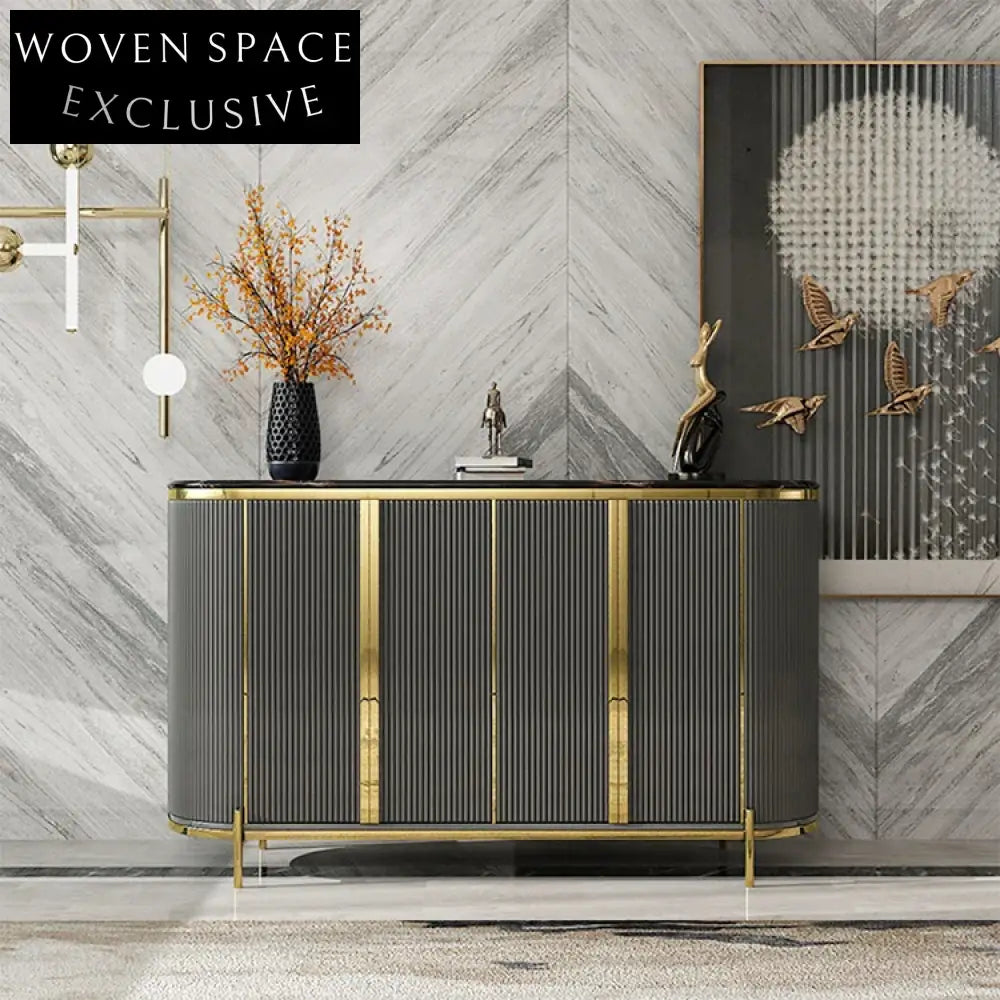 Elegant Wood Marble Console Sideboard Cabinet for Living Room & Kitchen