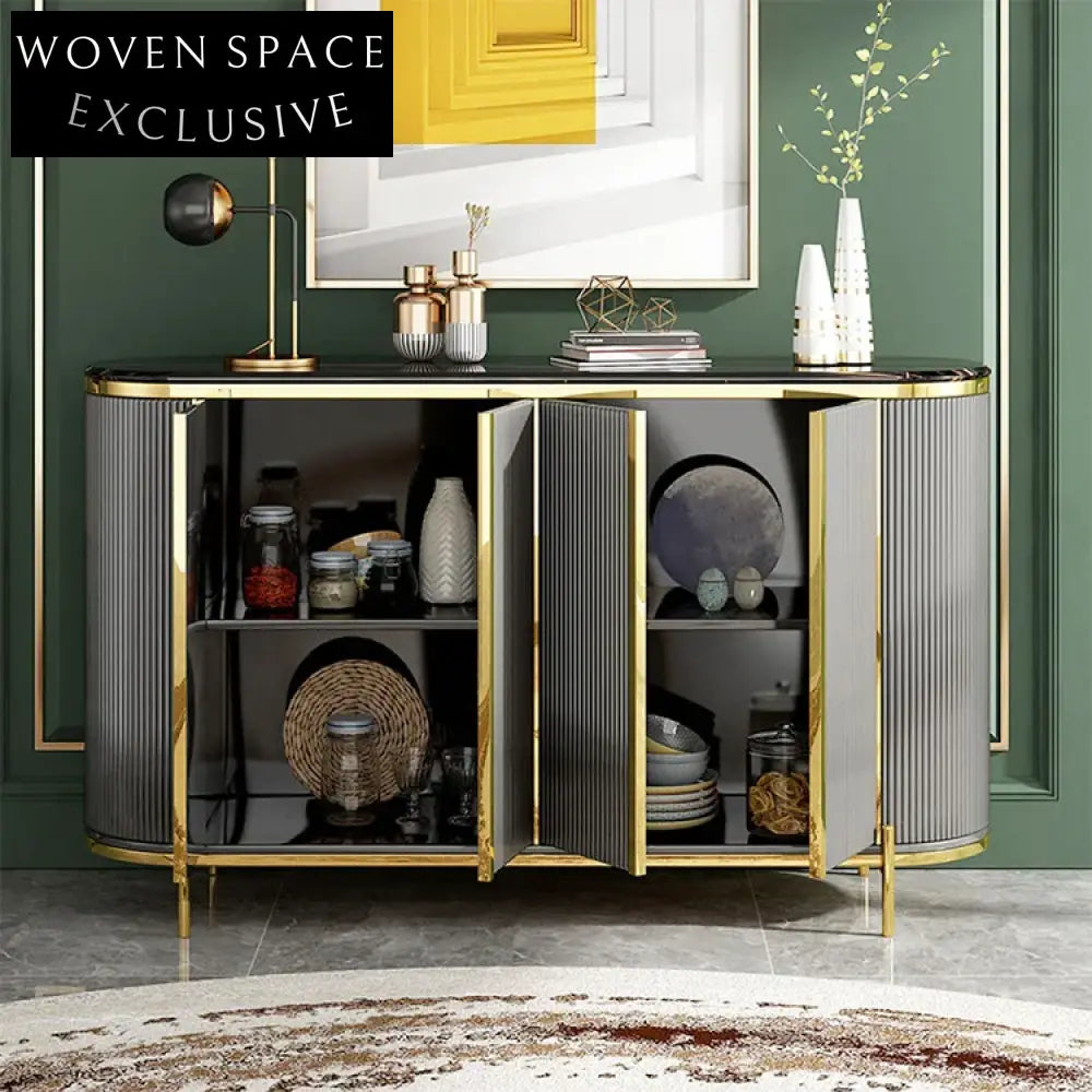 Elegant Wood Marble Console Sideboard Cabinet for Living Room & Kitchen