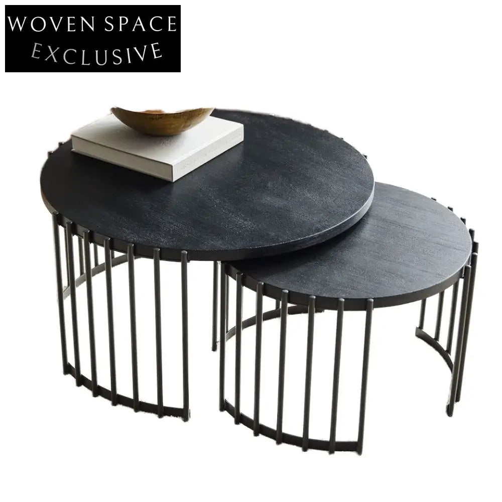 Elegant Natural Wood Nesting Coffee Table Set for Living Room Decor