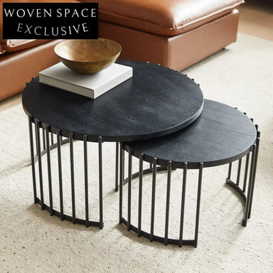 Elegant Natural Wood Nesting Coffee Table Set for Living Room Decor