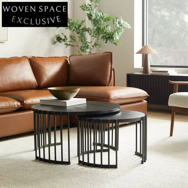 Elegant Natural Wood Nesting Coffee Table Set for Living Room Decor