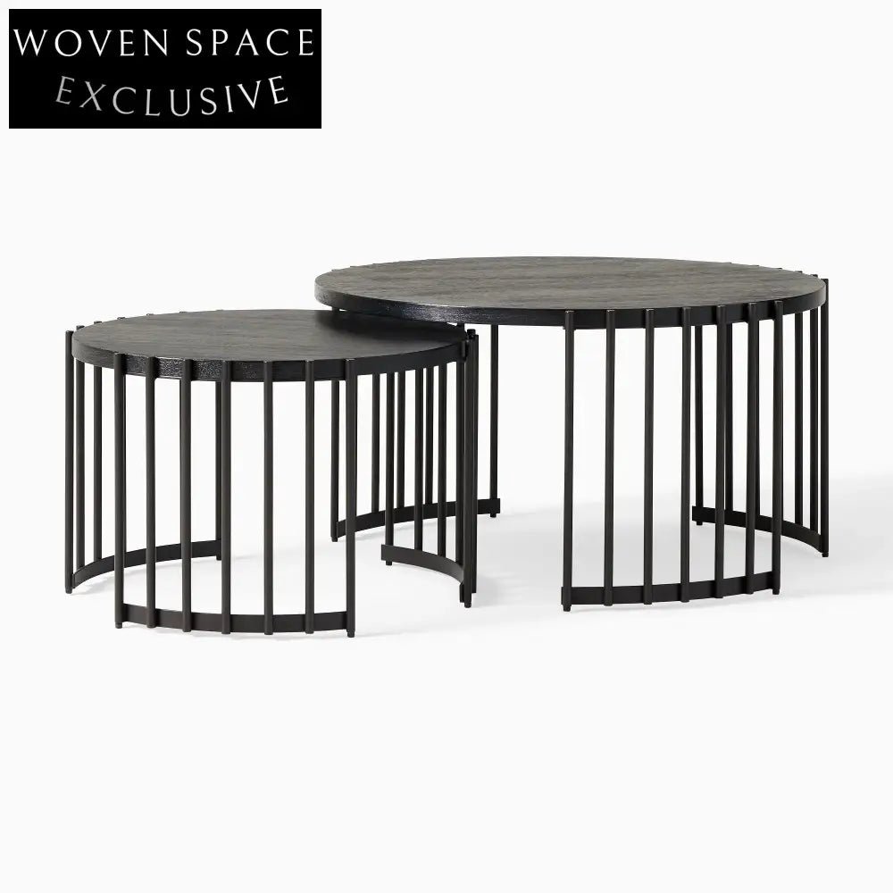 Elegant Natural Wood Nesting Coffee Table Set for Living Room Decor