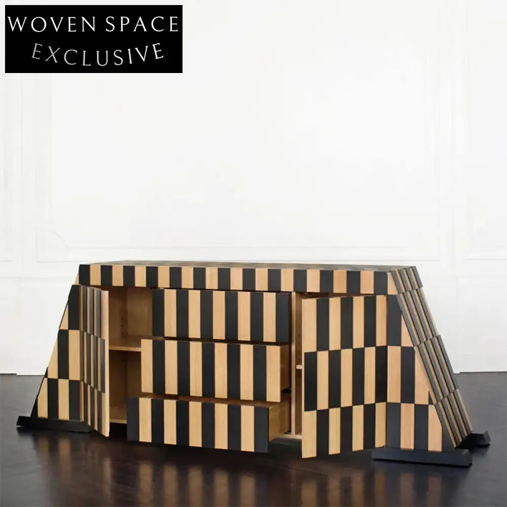 Elegant Wood Trapeziform Console Table with Storage Drawer, Modern TV Cabinet