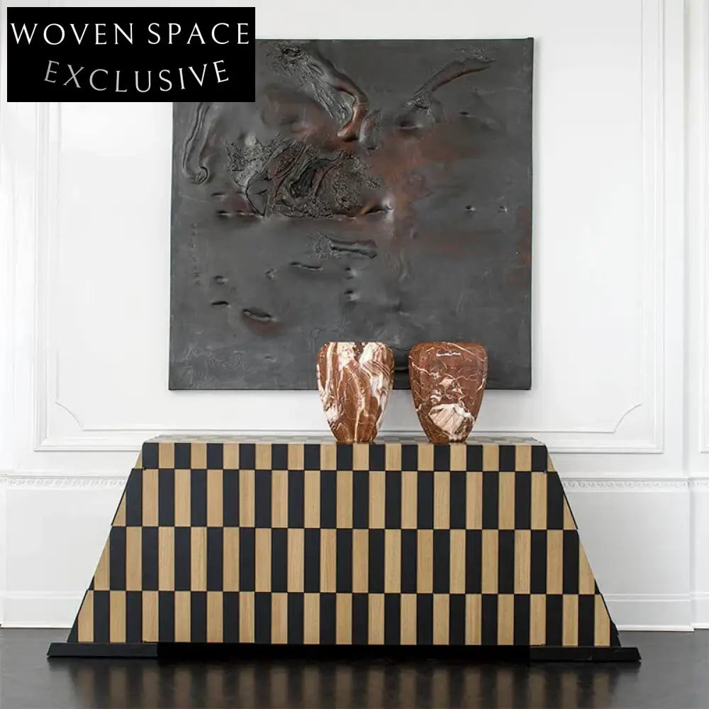 Elegant Wood Trapeziform Console Table with Storage Drawer, Modern TV Cabinet