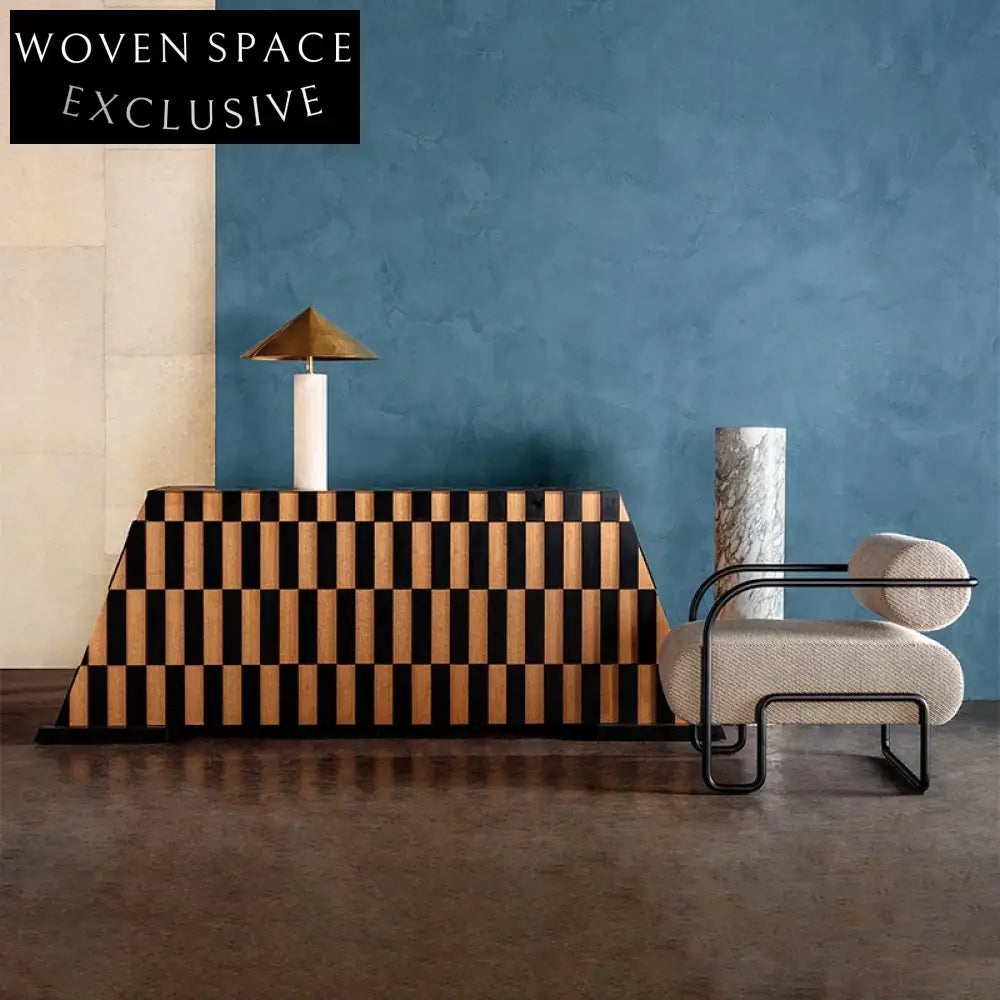 Elegant Wood Trapeziform Console Table with Storage Drawer, Modern TV Cabinet