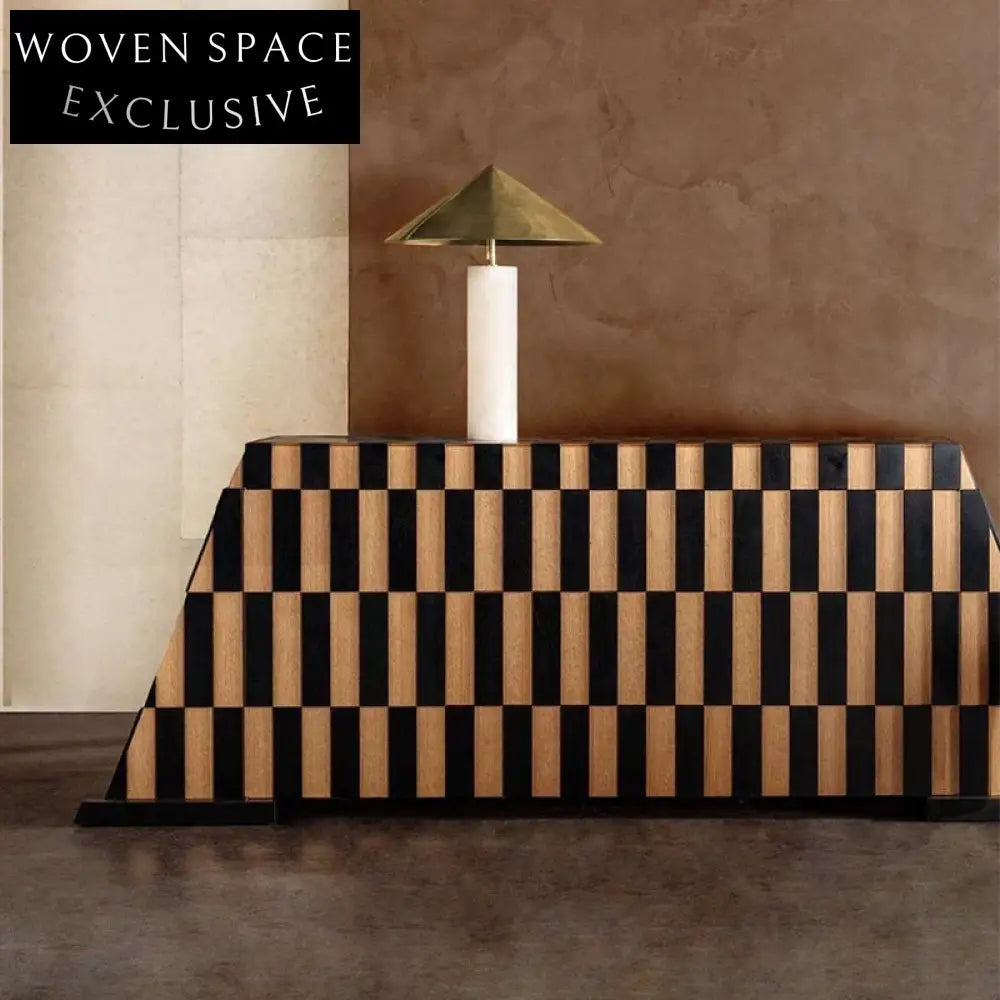 Elegant Wood Trapeziform Console Table with Storage Drawer, Modern TV Cabinet