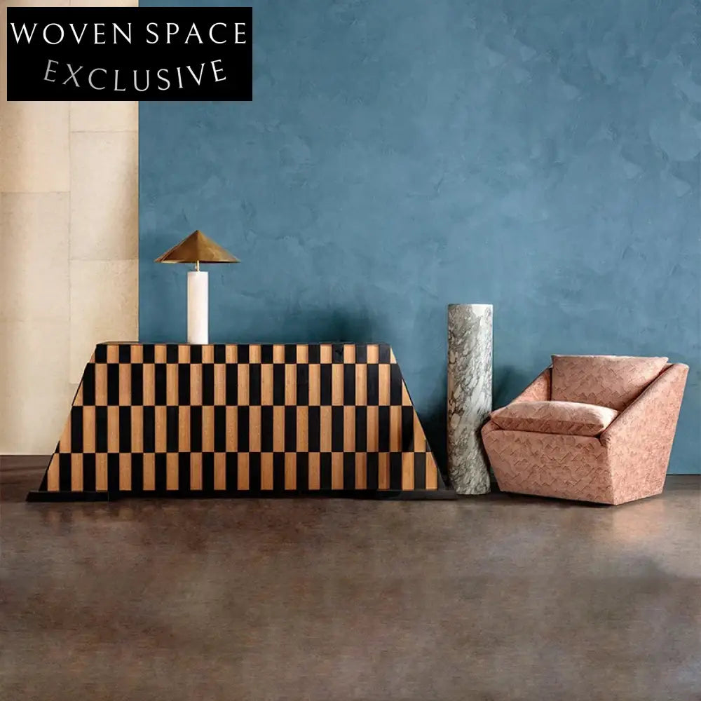 Elegant Wood Trapeziform Console Table with Storage Drawer, Modern TV Cabinet