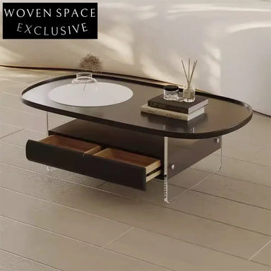 Elegant Wood Veneer Storage Coffee Table for Modern Living Room