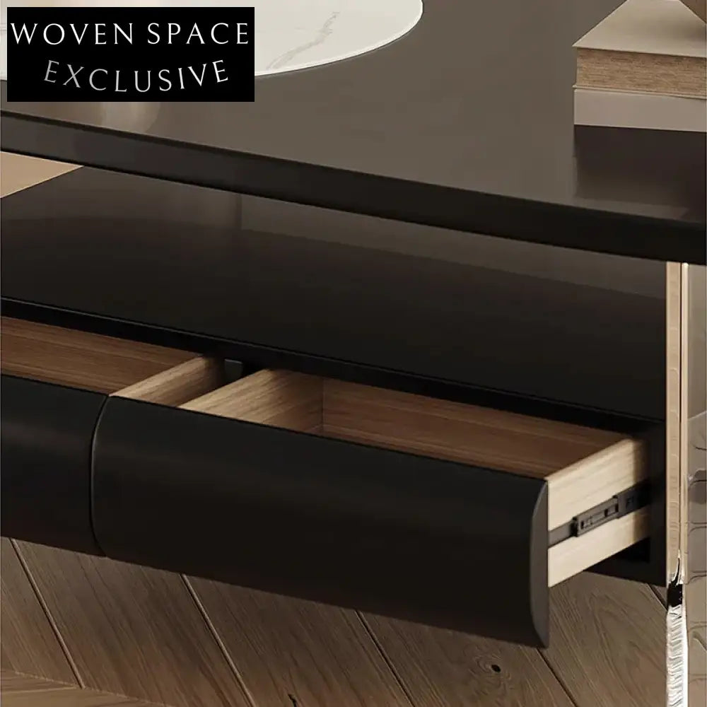 Elegant Wood Veneer Storage Coffee Table for Modern Living Room