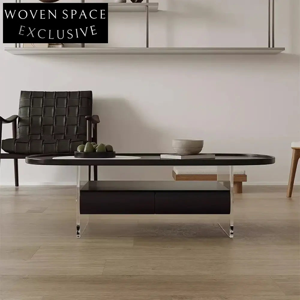 Elegant Wood Veneer Storage Coffee Table for Modern Living Room