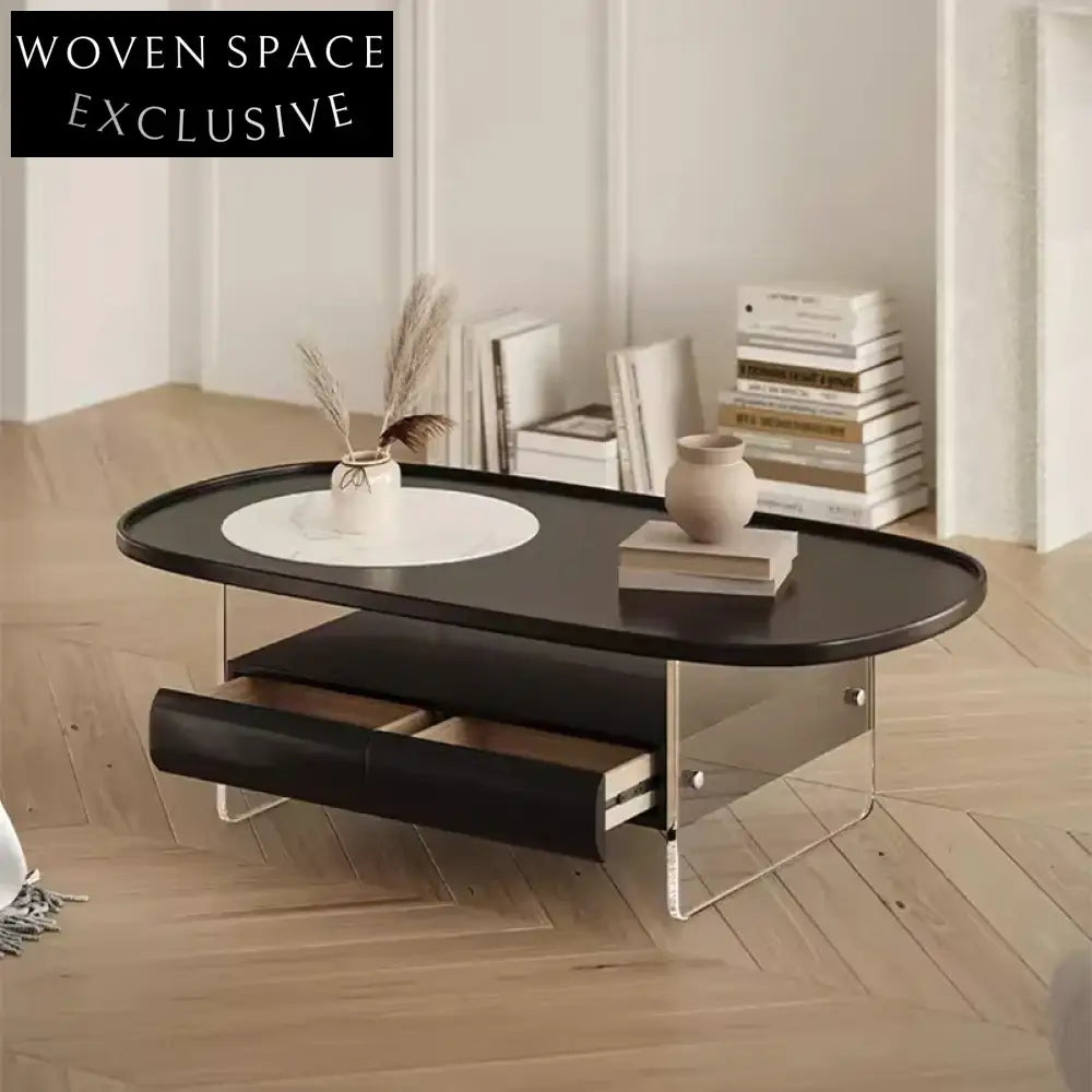 Elegant Wood Veneer Storage Coffee Table for Modern Living Room