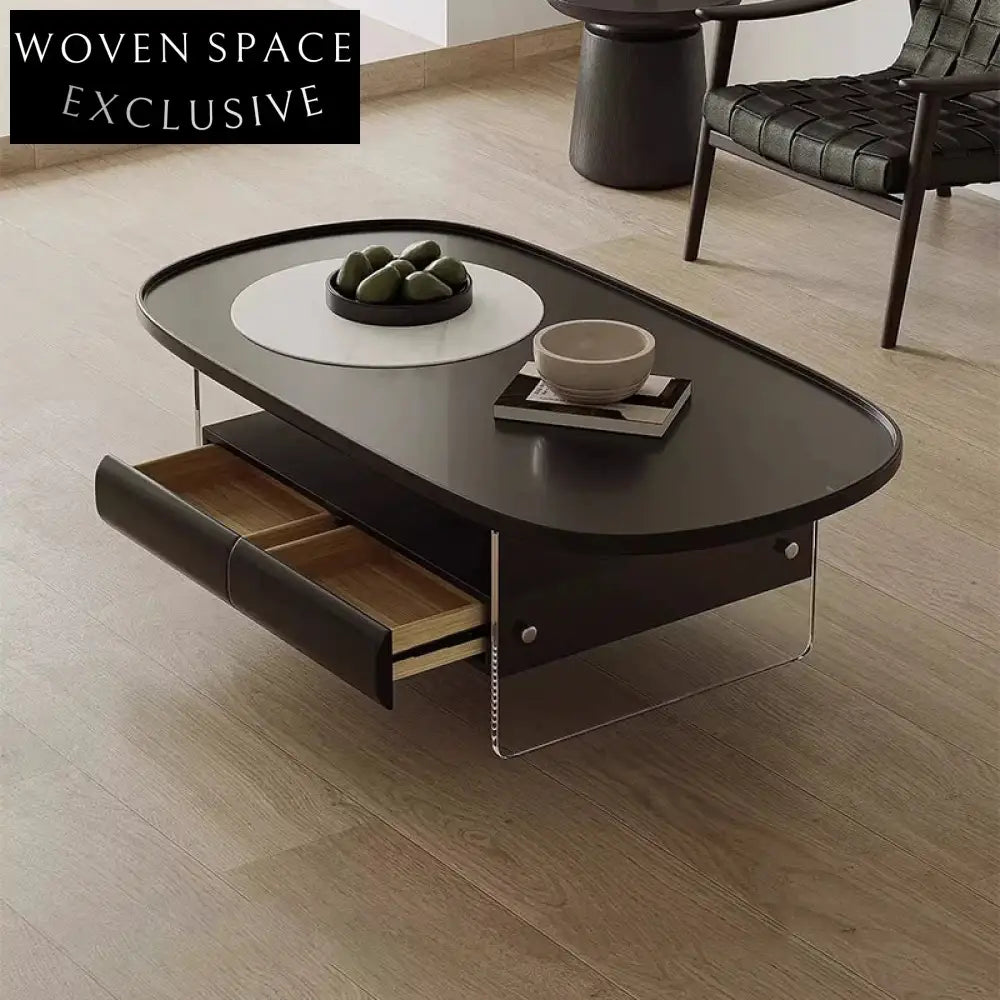 Elegant Wood Veneer Storage Coffee Table for Modern Living Room