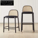 Modern Wooden Cane Rattan Bar Stool - Stylish Kitchen Counter Chair