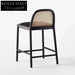 Modern Wooden Cane Rattan Bar Stool - Stylish Kitchen Counter Chair