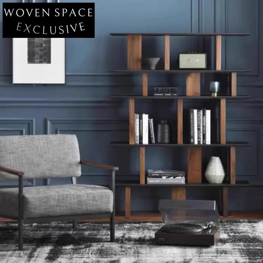 Elegant Wooden Display Storage Cabinet for Living Room, Decorative Bookcase Shelf Unit