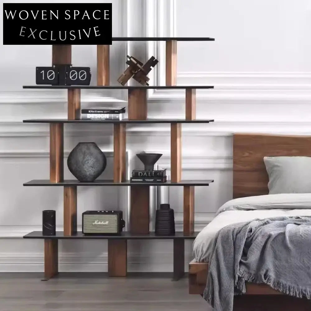 Elegant Wooden Display Storage Cabinet for Living Room, Decorative Bookcase Shelf Unit