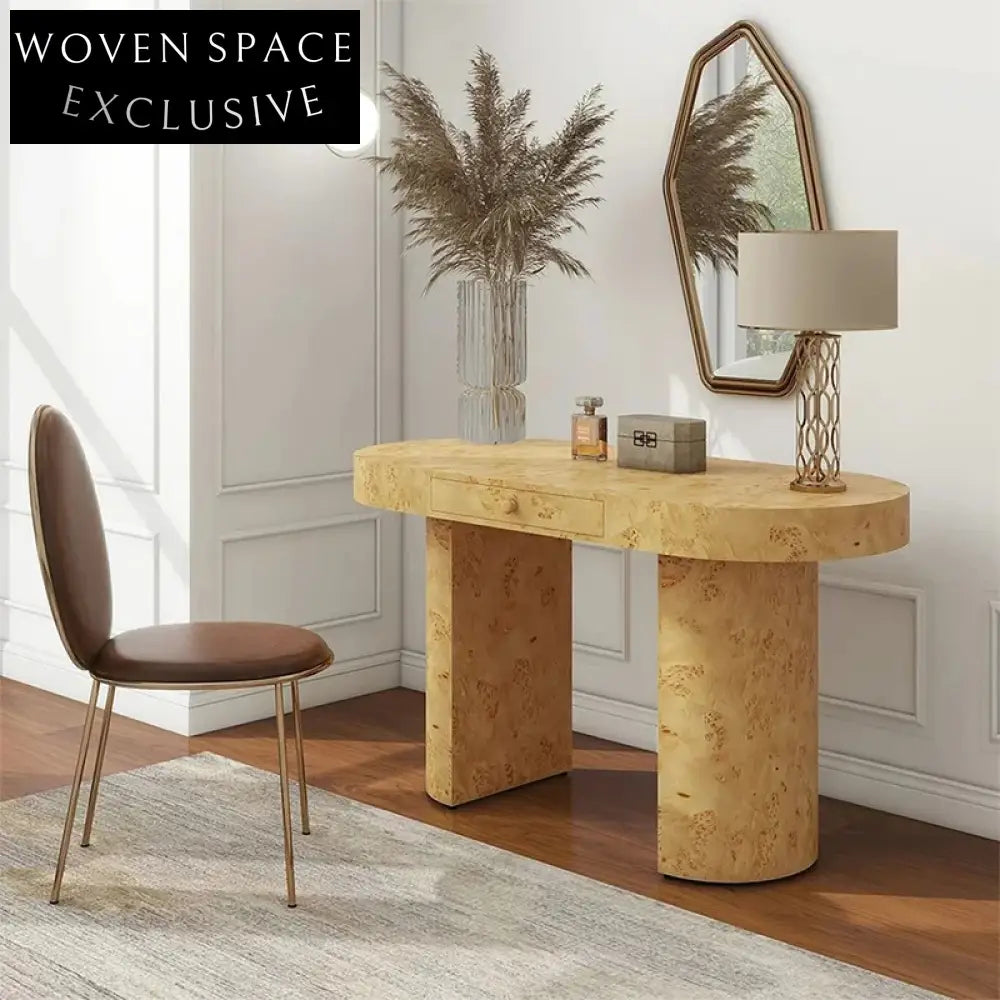 Elegant Wooden Executive Office Desk with Ample Workspace, Walnut Finish Table