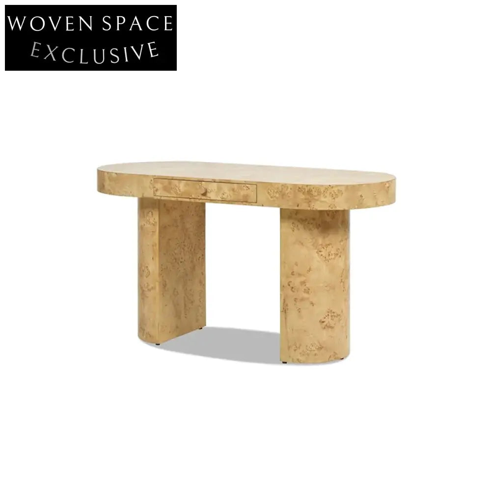 Elegant Wooden Executive Office Desk with Ample Workspace, Walnut Finish Table