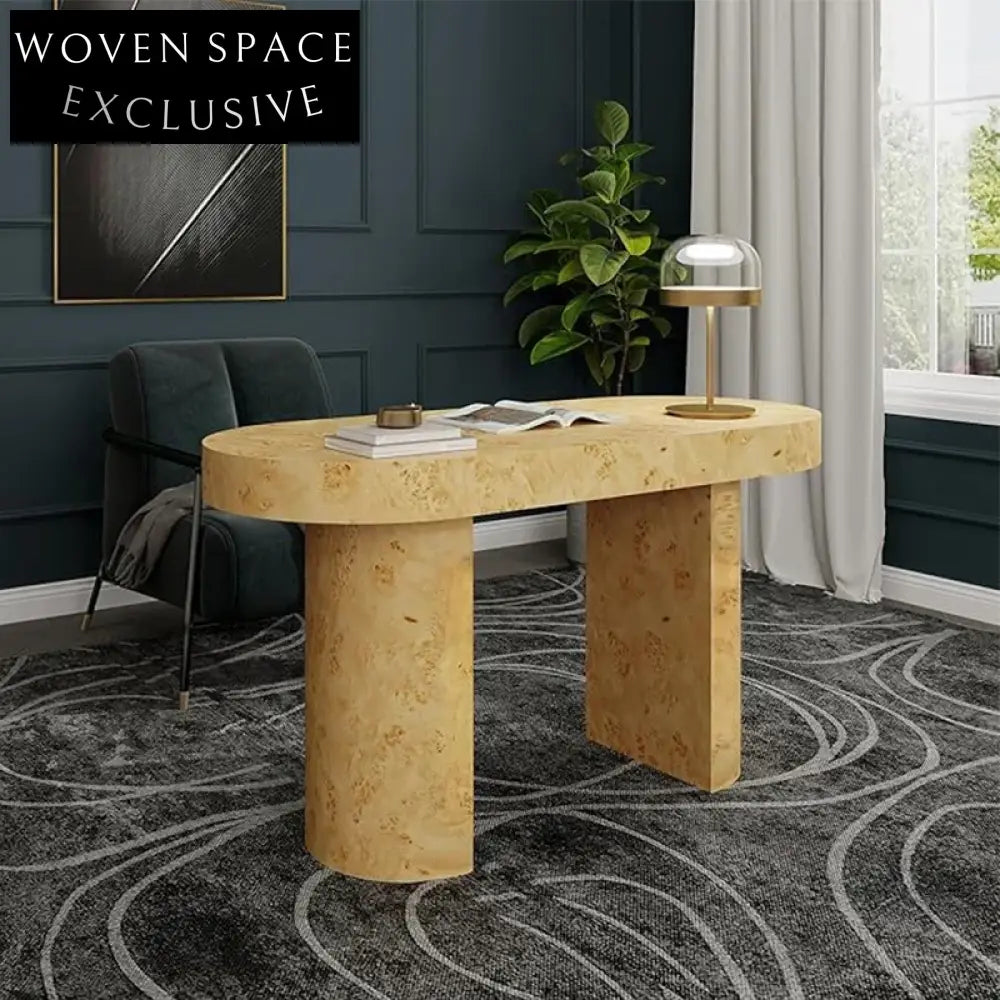 Elegant Wooden Executive Office Desk with Ample Workspace, Walnut Finish Table