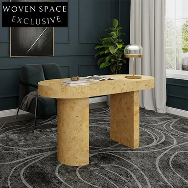 Elegant Wooden Executive Office Desk with Ample Workspace, Walnut Finish Table