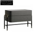Elegant Wooden Nightstand, Two Drawers, Metal Legs, Modern Bedroom Furniture