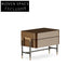 Elegant Wooden Nightstand, Two Drawers, Metal Legs, Modern Bedroom Furniture