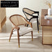 Elegant Woven Rattan Back Solid Wood Frame Upholstered Dining Armchair