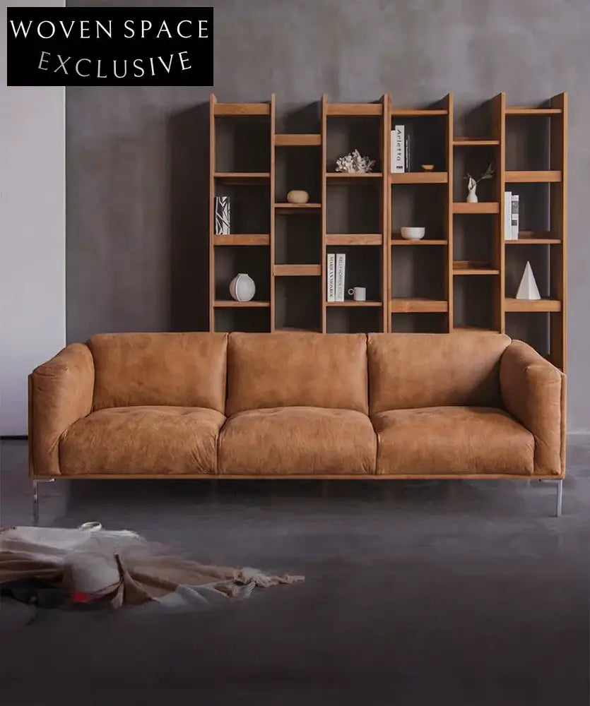 Elena Mountain Living High-End Cowhide Sofa Single|Vintage Caramel|In stock