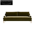 Modern Emerald Green Velvet 3-Seater Sofa: Luxurious Living Room Couch