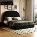 Emerald Green Velvet Upholstered Platform Bed Frame with Tufted Headboard