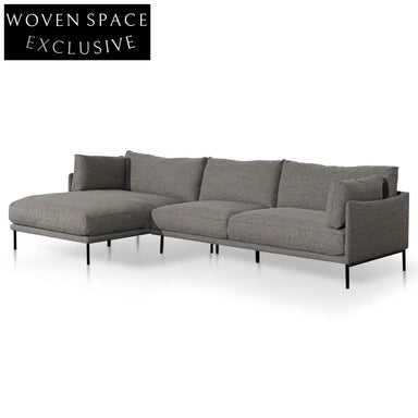 Emilis 4 Seater Left Chaise Fabric Sofa - Graphite Grey