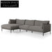 Emilis 4 Seater Left Chaise Fabric Sofa - Graphite Grey