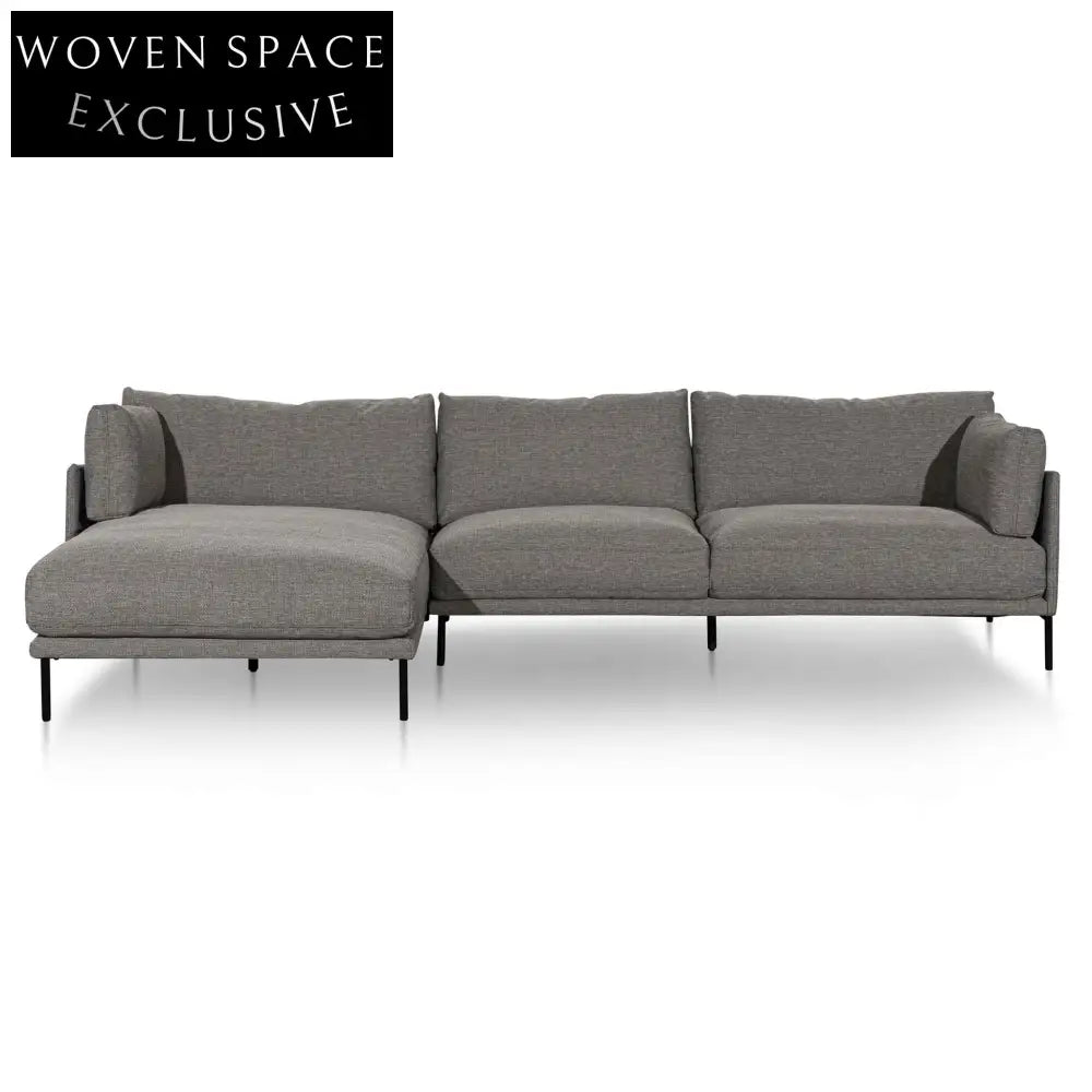 Emilis 4 Seater Left Chaise Fabric Sofa - Graphite Grey Chaise Sofa