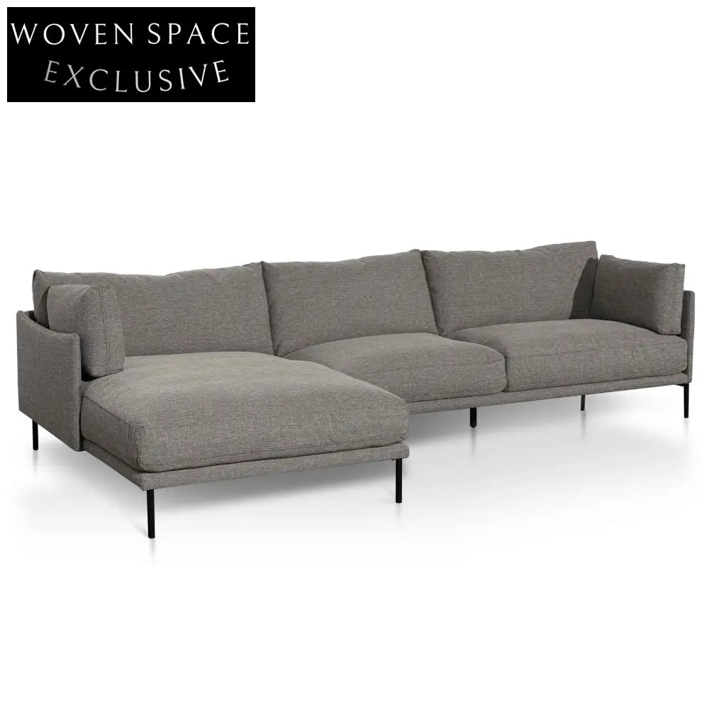 Emilis 4 Seater Left Chaise Fabric Sofa - Graphite Grey Chaise Sofa