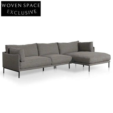 Emilis 4 Seater Right Chaise Fabric Sofa - Graphite Grey Sofas