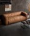 Emily Retro Style Cowhide Sofa with Subsidy 280 Oil Wax Leather Red Brown