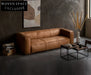 Emily Retro Style Cowhide Sofa with Subsidy 280 Oil Wax Leather Red Brown
