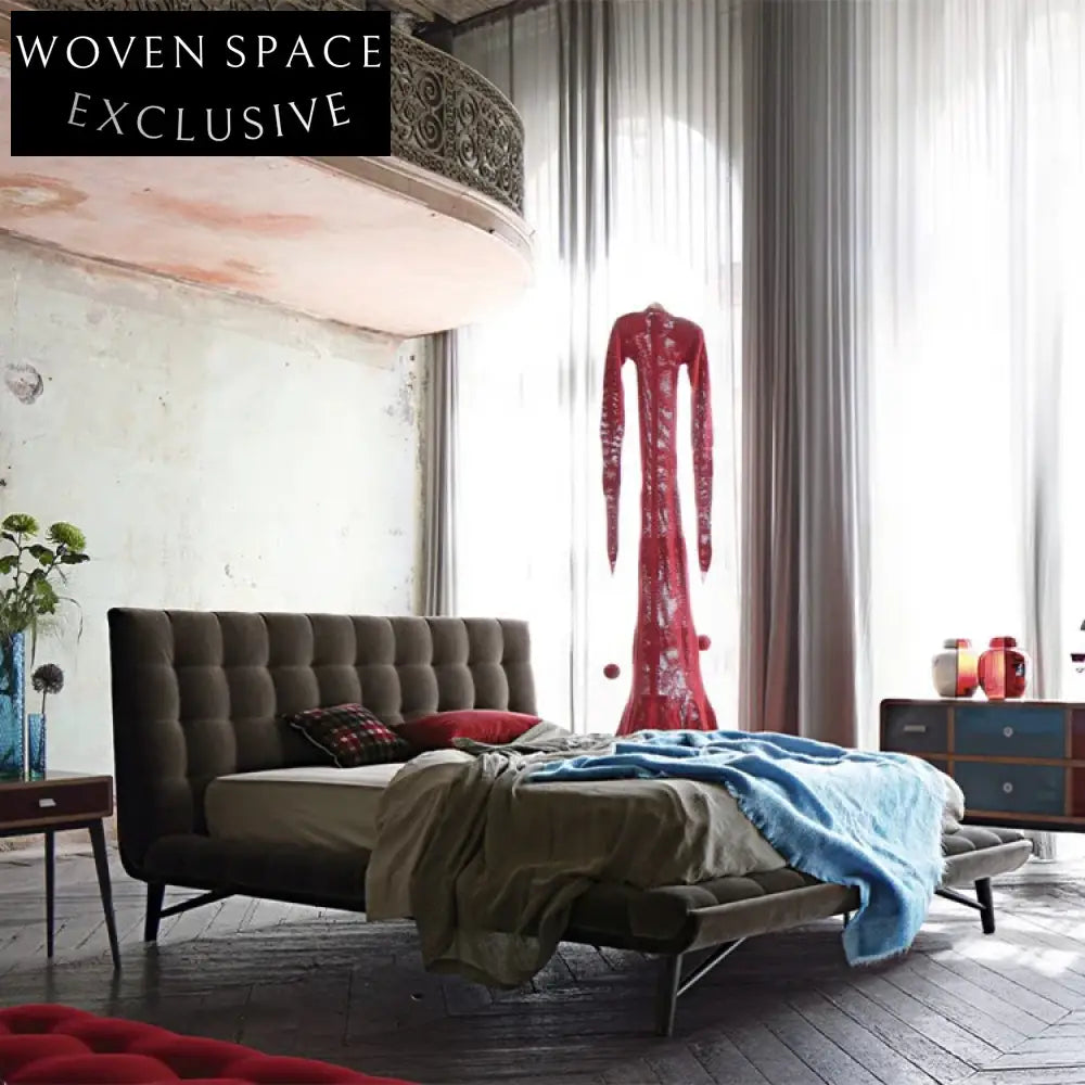 European Style Modern Luxury Leather King Size Bed Frame for Home