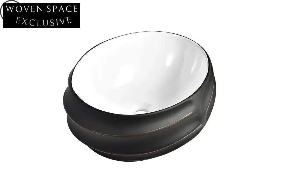 Exquisite Gold White Modern Oval Ceramic Countertop Vessel Wash Basin
