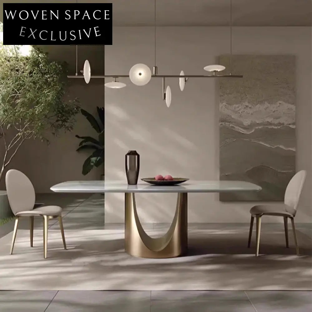 Exquisite Marble Top Dining Table, Stainless Steel Base, Modern Luxury Design