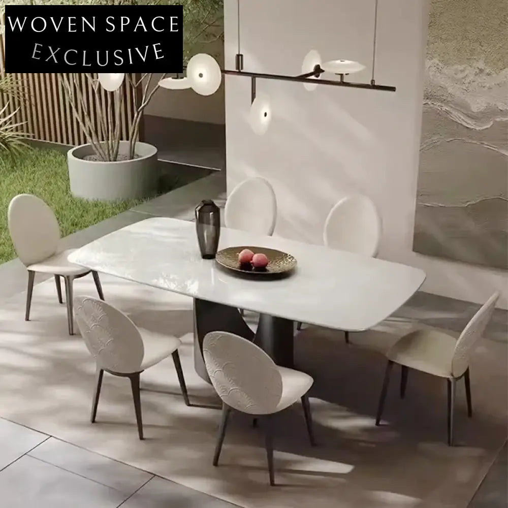 Exquisite Marble Top Dining Table, Stainless Steel Base, Modern Luxury Design