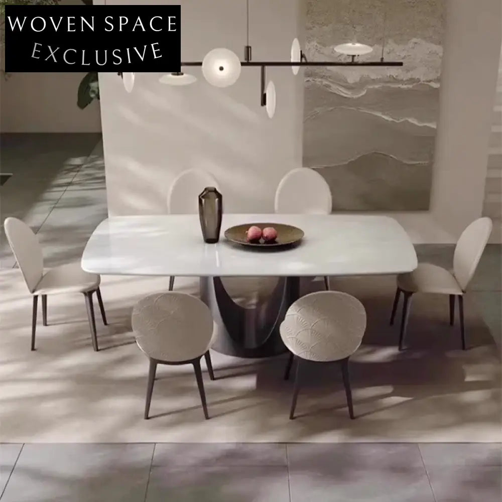 Exquisite Marble Top Dining Table, Stainless Steel Base, Modern Luxury Design
